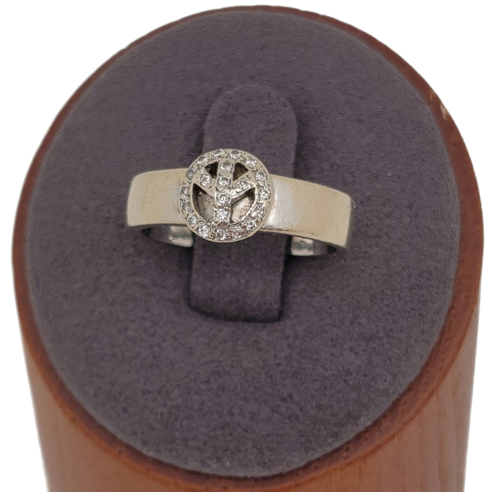 Vintage 18k White & Yellow Gold Diamond Peace Ring Size 6